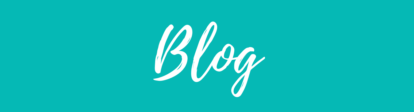 Teal background white wording blog