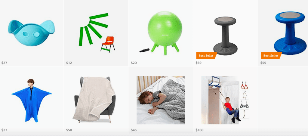 Amazon store: sensory needs items